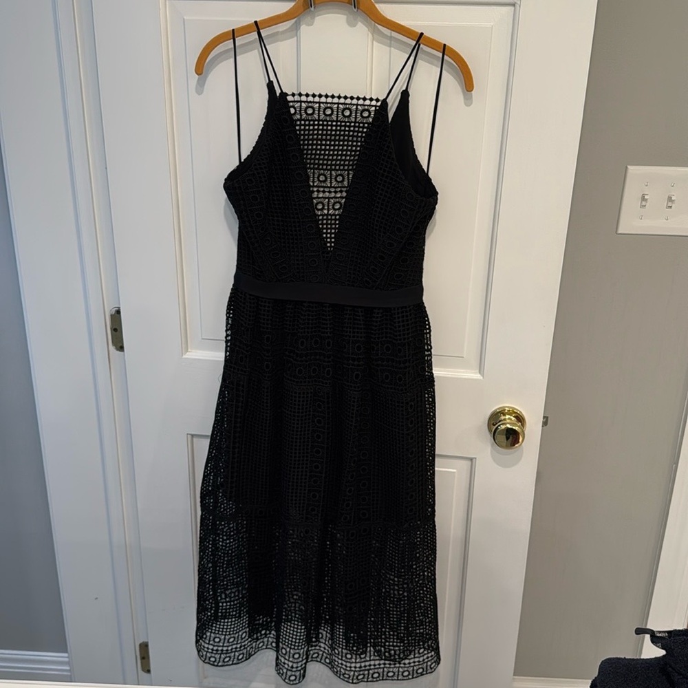 Cynthia Rowley Black Lace Halter Midi Dress